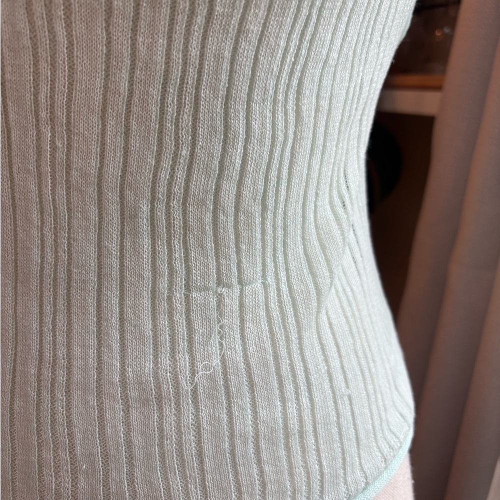 Ribbed Off-Shoulder Cap Sleeve Top - Mint - Picture 3 of 7
